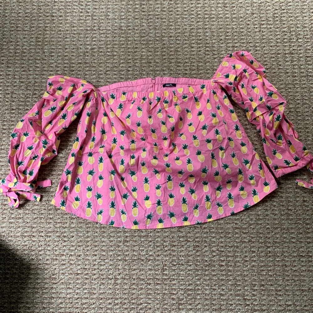 Avon MARK pineapple off the shoulder shirt